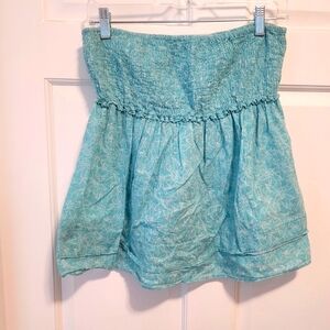 Mossimo Cotton Floral Teal Women's Strapless Top Xl